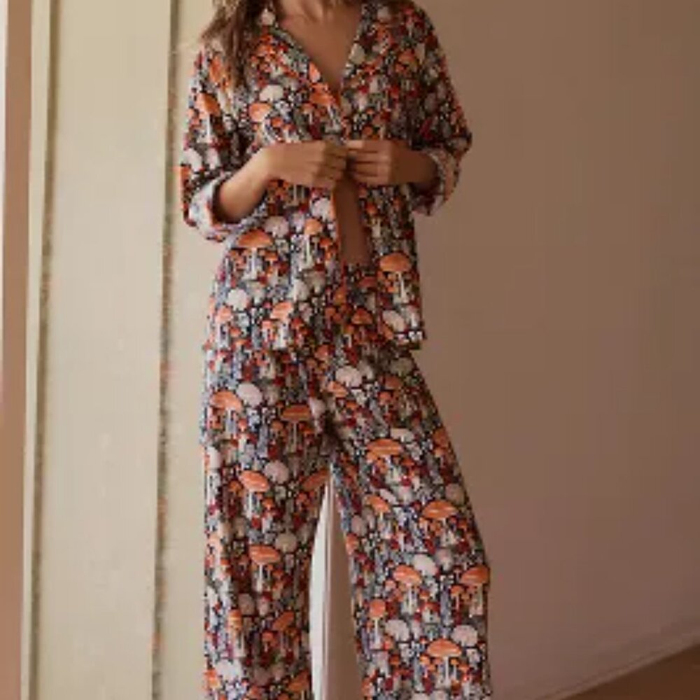 Anthropologie Wow Mushroom Print Flannel Pajama Pants XL NWT - Picture 4 of 5